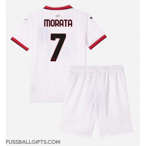 AC Milan Alvaro Morata #7 Fußballbekleidung Auswärtstrikot Kinder 2024-25 Kurzarm (+ kurze hosen)